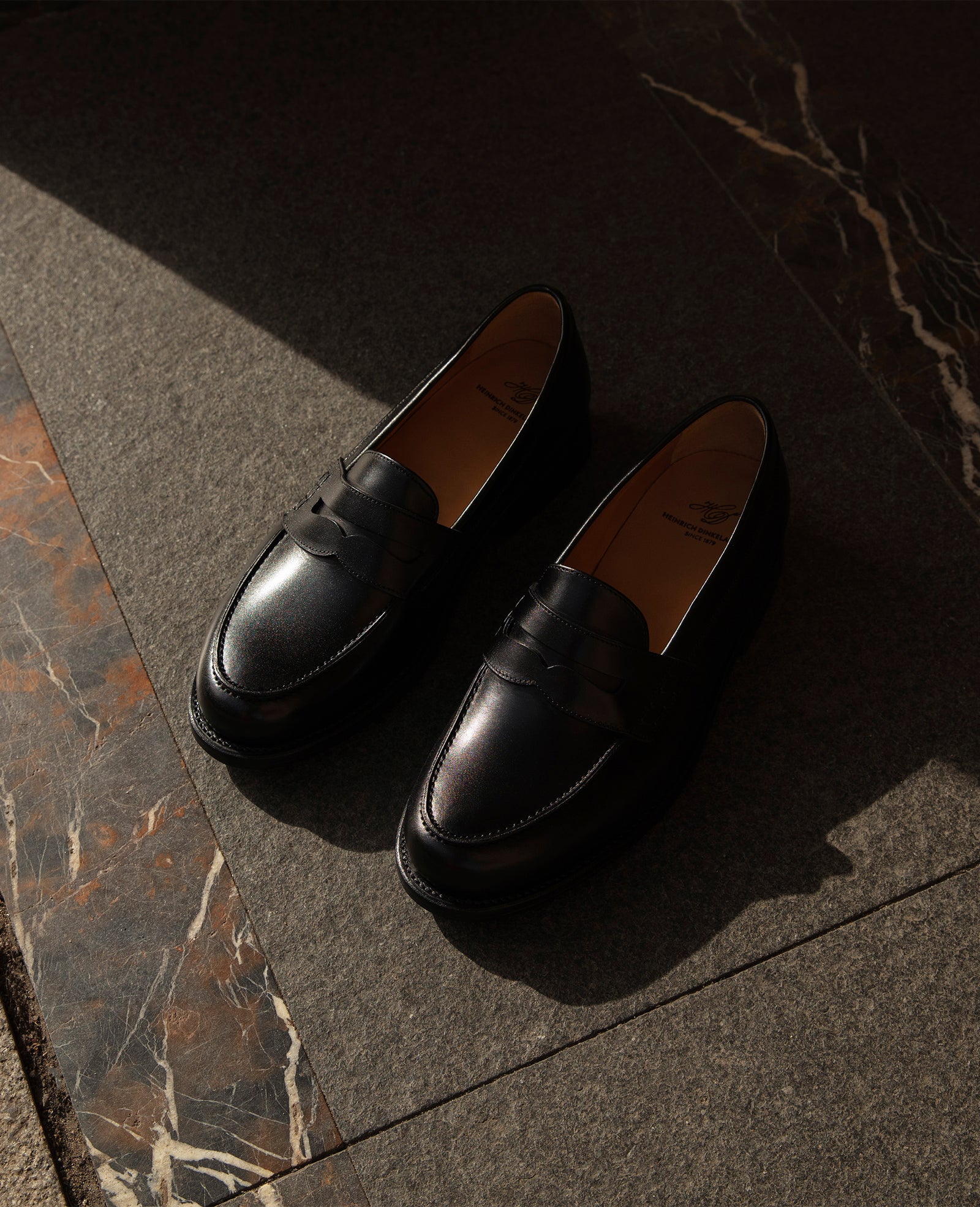 Handcrafted penny loafer made of antique calf leather by Heinrich