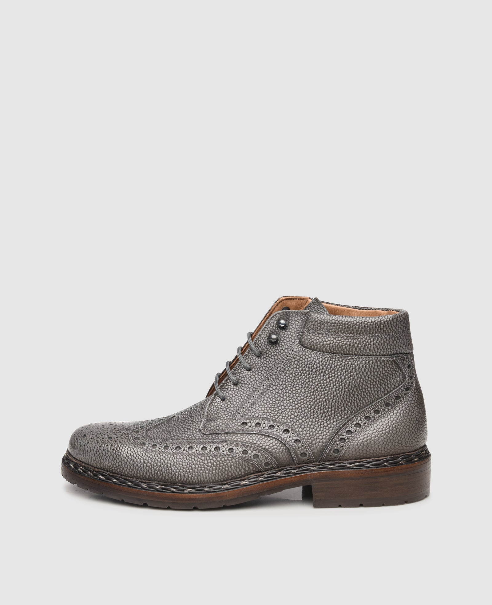 Grey brogue boots top