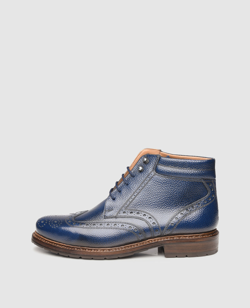 Blue brogue boots outlet
